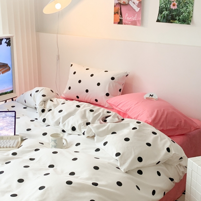 91家纺网 家纺一手货源 找家纺 昔可 纯色混搭拼色 波点甜心