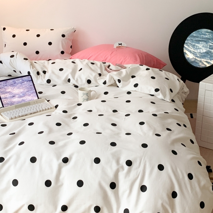 91家纺网 家纺一手货源 找家纺 昔可 纯色混搭拼色 波点甜心