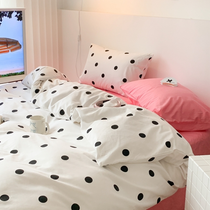 91家纺网 家纺一手货源 找家纺 昔可 纯色混搭拼色 波点甜心