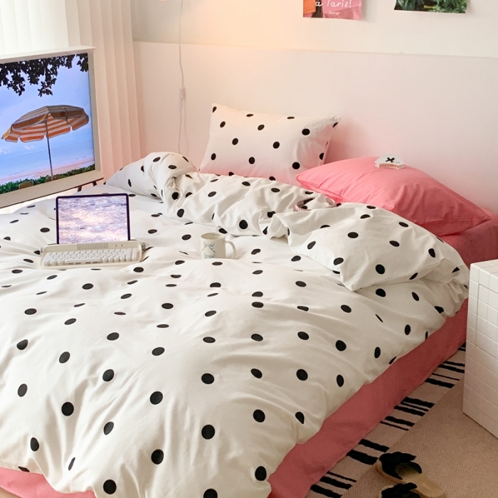 91家纺网 家纺一手货源 找家纺 昔可 纯色混搭拼色 波点甜心