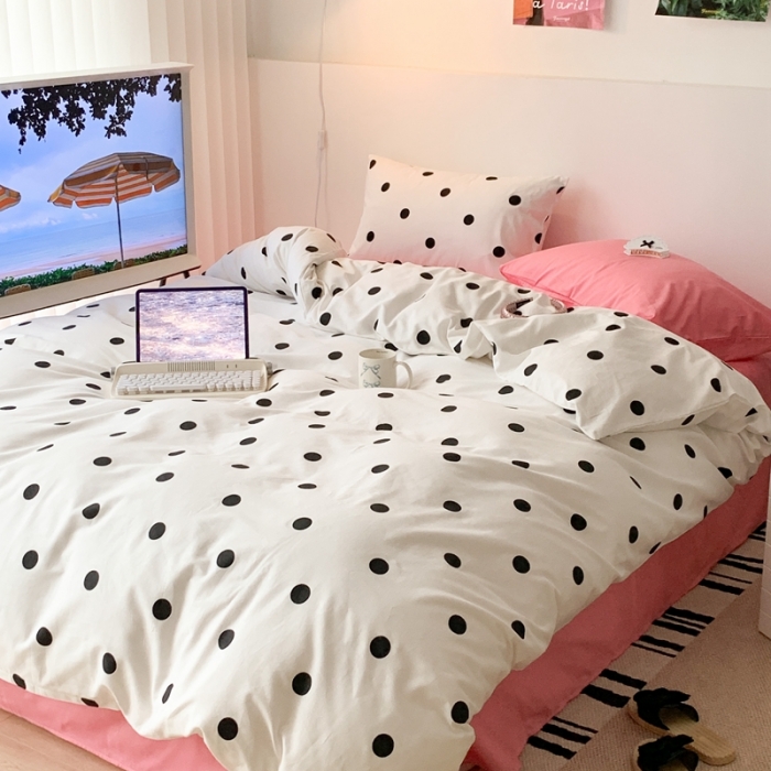 91家纺网 家纺一手货源 找家纺 昔可 纯色混搭拼色 波点甜心