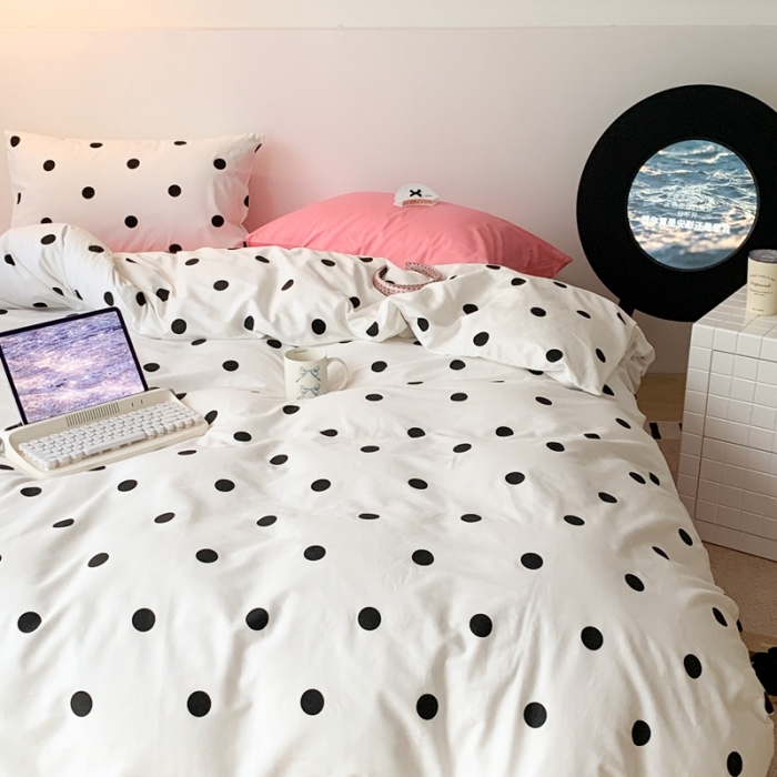 91家纺网 家纺一手货源 找家纺 昔可 纯色混搭拼色 波点甜心