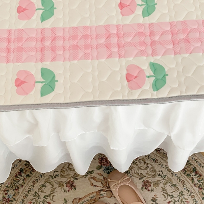 91家纺网 家纺一手货源 找家纺 昔可 2023新款第二批双层床裙乳胶三件套 少女碎花风系列 条条郁金香