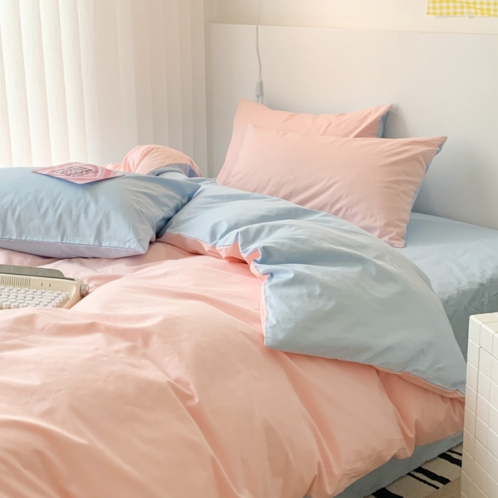 91家纺网 家纺一手货源 找家纺 昔可 纯色混搭拼色 草莓天空