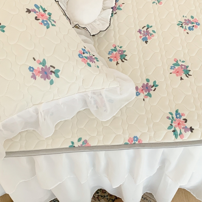 91家纺网 家纺一手货源 找家纺 昔可 2023新款第二批双层床裙乳胶三件套 少女碎花风系列 烟紫碎花