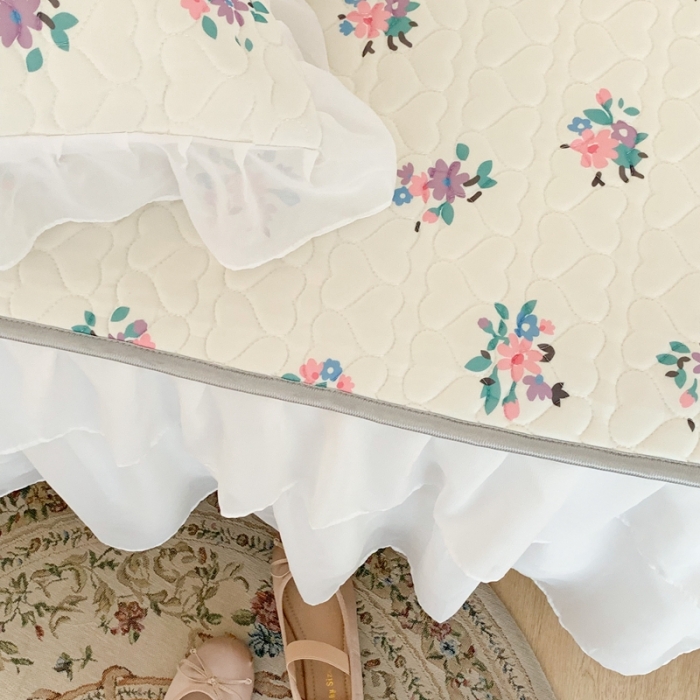 91家纺网 家纺一手货源 找家纺 昔可 2023新款第二批双层床裙乳胶三件套 少女碎花风系列 烟紫碎花