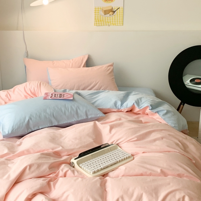 91家纺网 家纺一手货源 找家纺 昔可 纯色混搭拼色 草莓天空