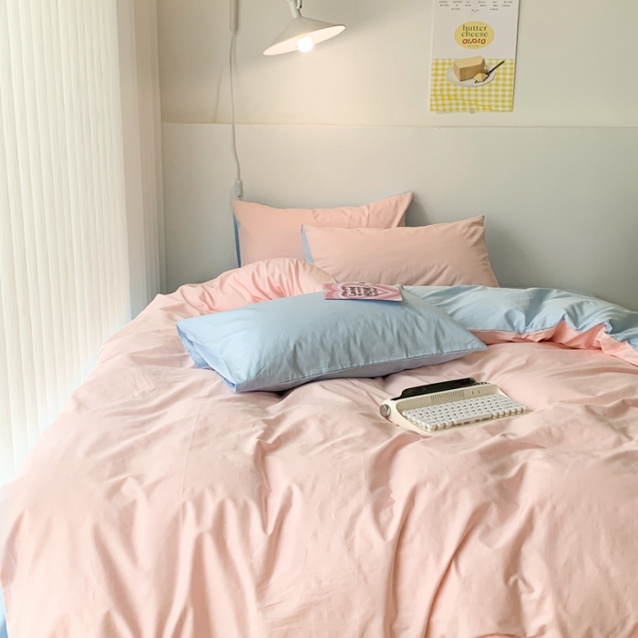 91家纺网 家纺一手货源 找家纺 昔可 纯色混搭拼色 草莓天空