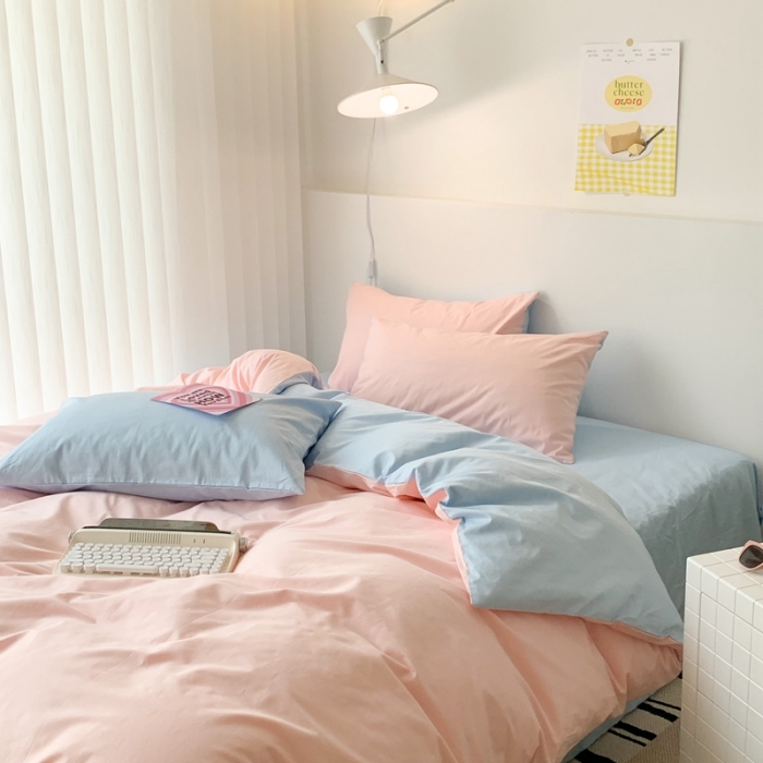 91家纺网 家纺一手货源 找家纺 昔可 纯色混搭拼色 草莓天空