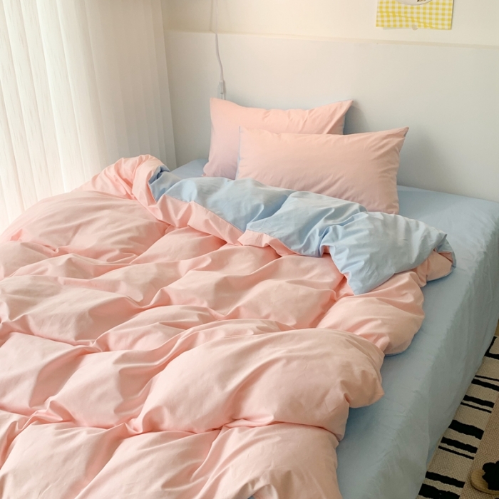 91家纺网 家纺一手货源 找家纺 昔可 纯色混搭拼色 草莓天空