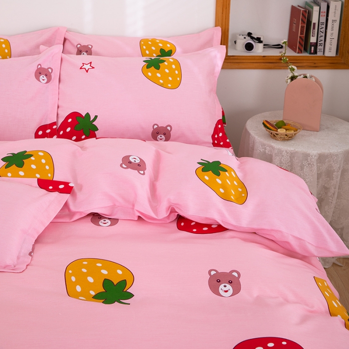 91家纺网 家纺一手货源 找家纺 雨萝家纺 2022新款纯棉枕套全棉枕皮 草莓可爱