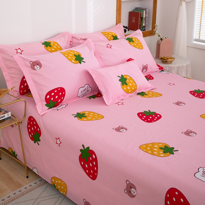 91家纺网 家纺一手货源 找家纺 雨萝家纺 2022新款纯棉枕套全棉枕皮 草莓可爱