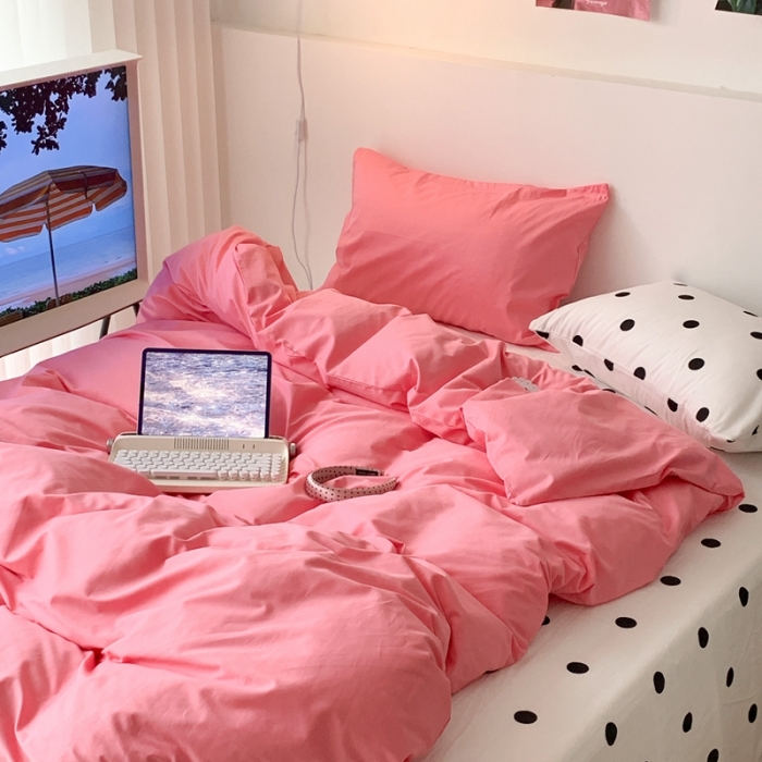 91家纺网 家纺一手货源 找家纺 昔可 纯色混搭拼色 莓莓波点