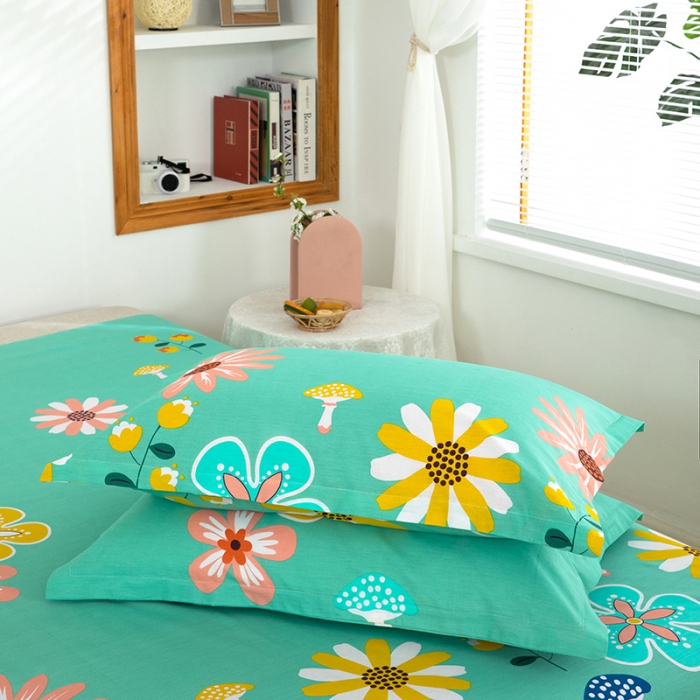 91家纺网 家纺一手货源 找家纺 雨萝家纺 2022新款纯棉枕套全棉枕皮 春田花