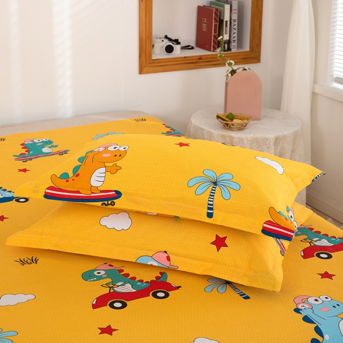 91家纺网 家纺一手货源 找家纺 雨萝家纺 2022新款纯棉枕套全棉枕皮 恐龙秘境-黄