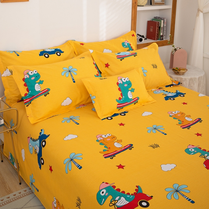 91家纺网 家纺一手货源 找家纺 雨萝家纺 2022新款纯棉枕套全棉枕皮 恐龙秘境-黄