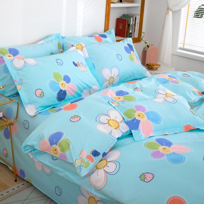 91家纺网 家纺一手货源 找家纺 雨萝家纺 2022新款纯棉枕套全棉枕皮 七色花