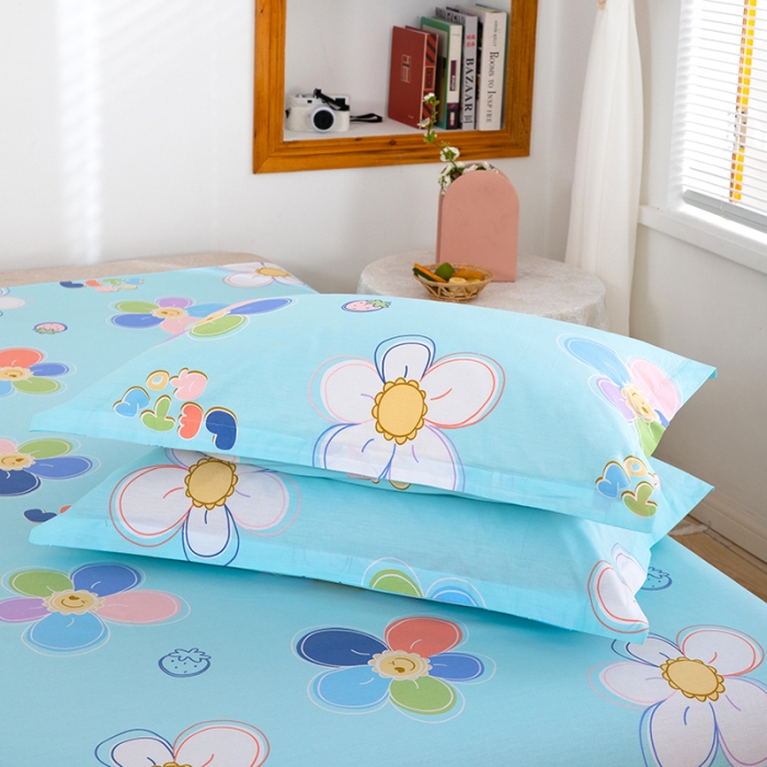 91家纺网 家纺一手货源 找家纺 雨萝家纺 2022新款纯棉枕套全棉枕皮 七色花