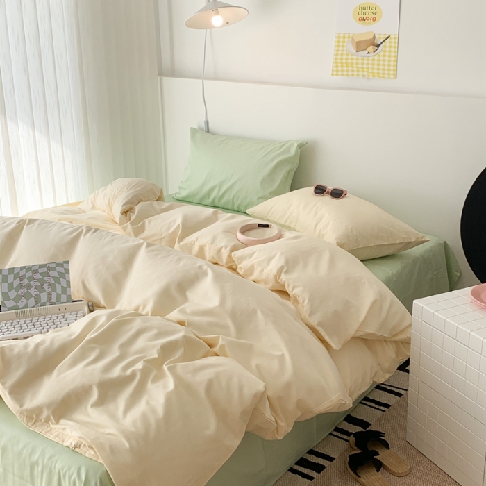 91家纺网 家纺一手货源 找家纺 昔可 纯色混搭拼色 茉莉奶绿