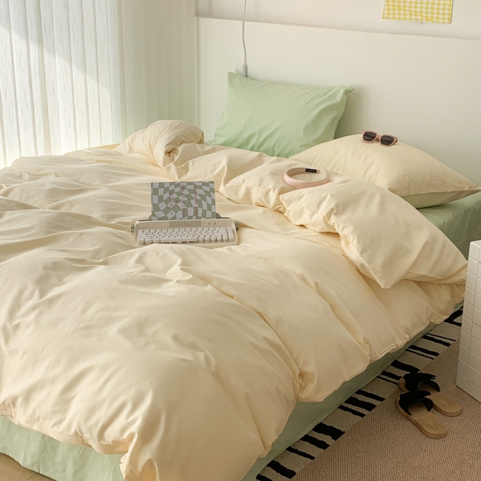 91家纺网 家纺一手货源 找家纺 昔可 纯色混搭拼色 茉莉奶绿