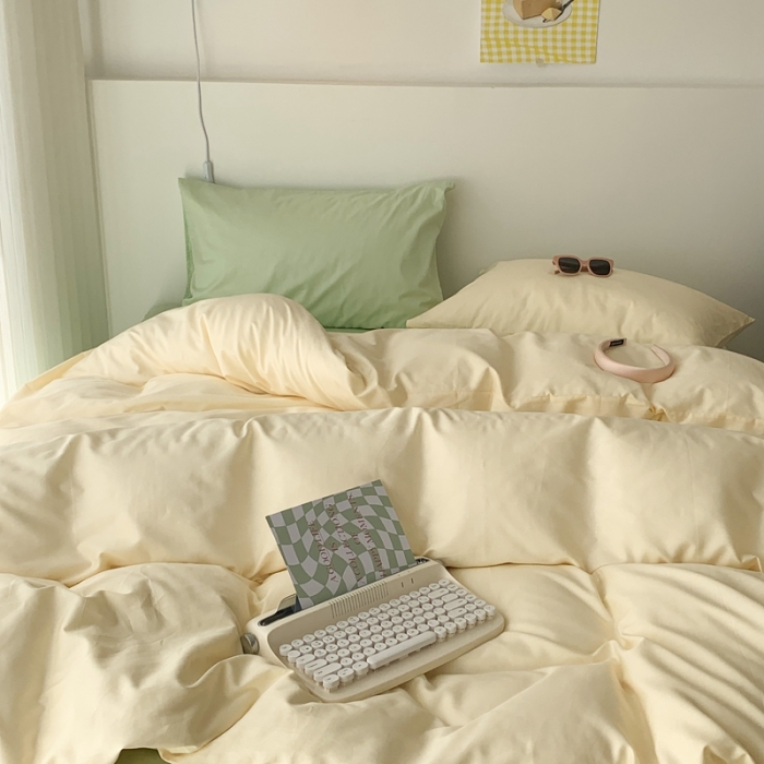 91家纺网 家纺一手货源 找家纺 昔可 纯色混搭拼色 茉莉奶绿