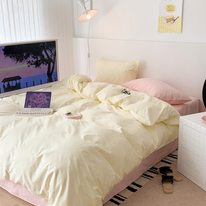 91家纺网 家纺一手货源 找家纺 昔可 纯色混搭拼色 奶香芝士