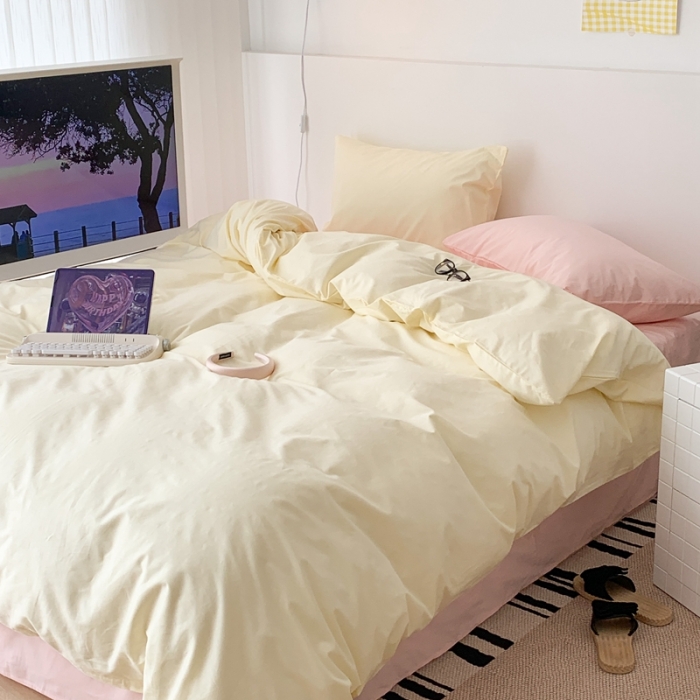 91家纺网 家纺一手货源 找家纺 昔可 纯色混搭拼色 奶香芝士