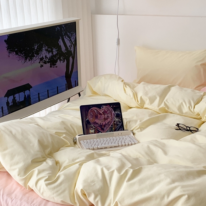 91家纺网 家纺一手货源 找家纺 昔可 纯色混搭拼色 奶香芝士