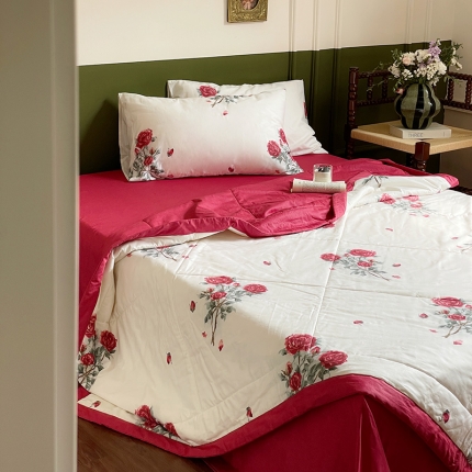 91家纺网 家纺一手货源 找家纺 总[特价】被窝玫瑰物语全棉新疆棉花夏被四件套