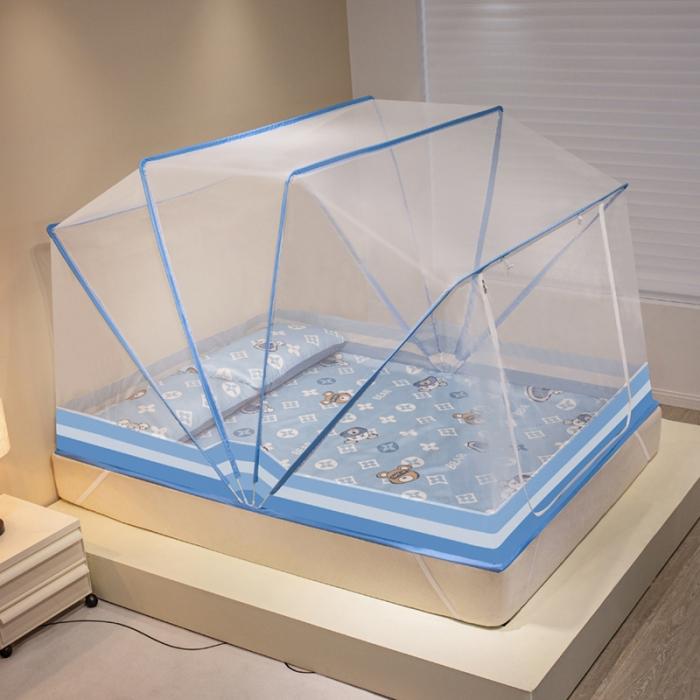 91家纺网 家纺一手货源 找家纺 2024新款六股加高防摔折叠款印花蚊帐