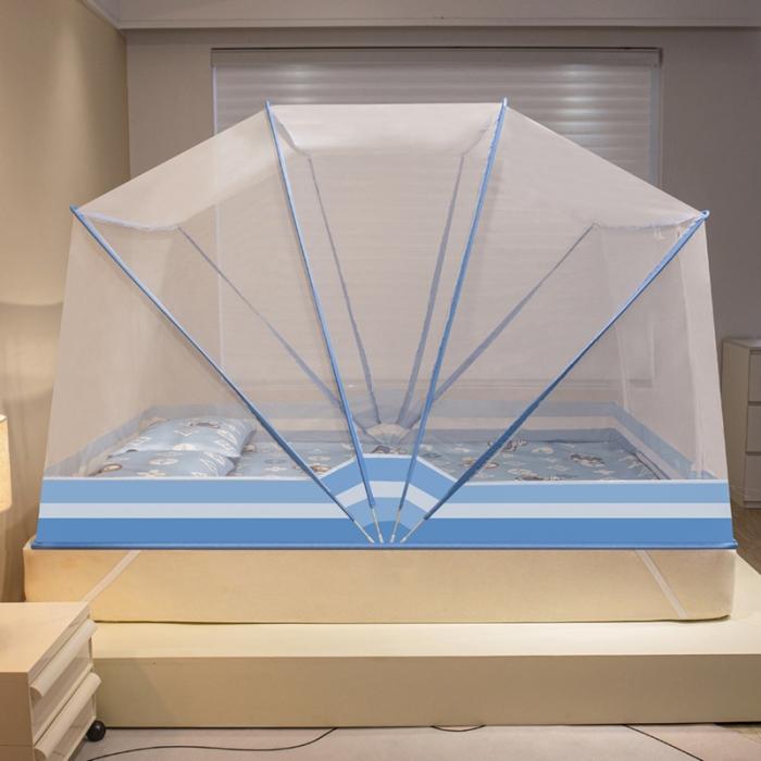 91家纺网 家纺一手货源 找家纺 2024新款六股加高防摔折叠款印花蚊帐