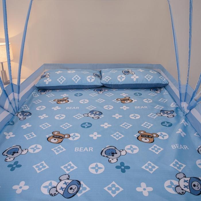 91家纺网 家纺一手货源 找家纺 2024新款六股加高防摔折叠款印花蚊帐