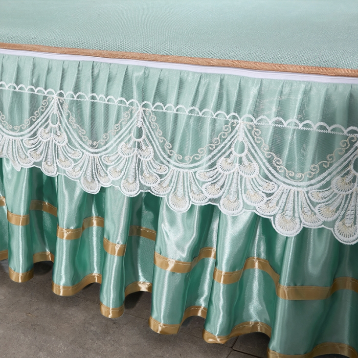 91家纺网 家纺一手货源 找家纺 罗艺轩 2024新款可拆卸床裙款冰藤席 富贵旺族-薄荷