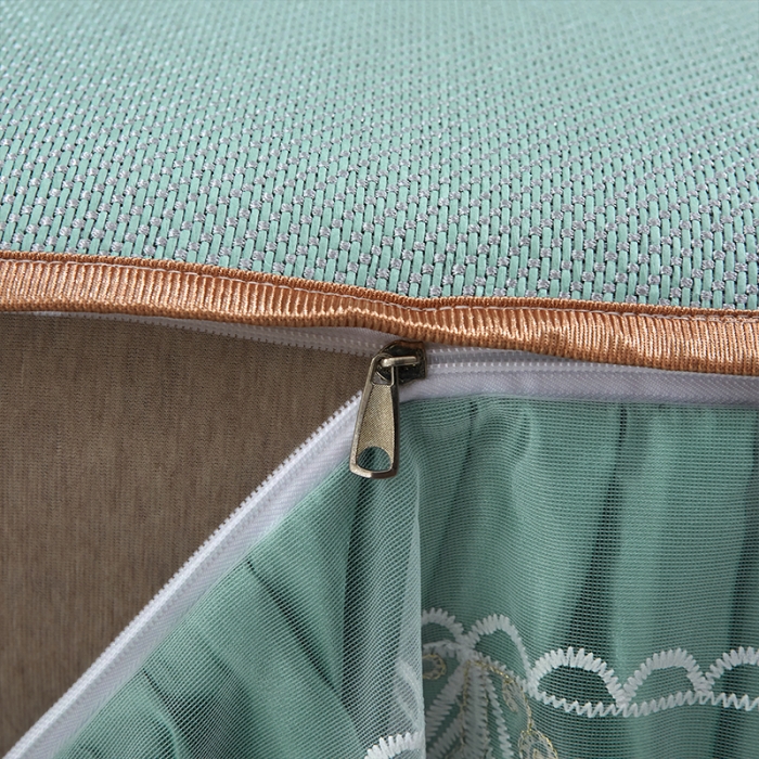 91家纺网 家纺一手货源 找家纺 罗艺轩 2024新款可拆卸床裙款冰藤席 富贵旺族-薄荷