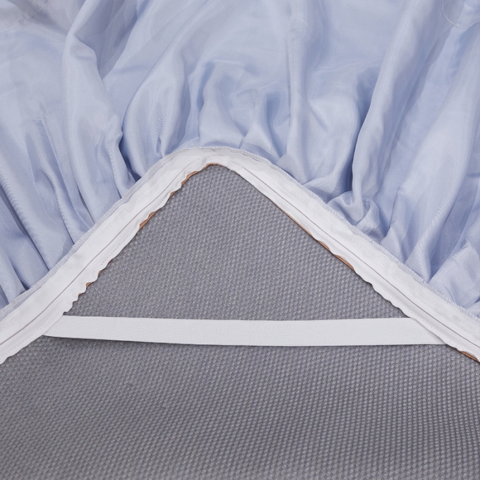 91家纺网 家纺一手货源 找家纺 罗艺轩 2024新款可拆卸床裙款冰藤席 富贵旺族-蓝