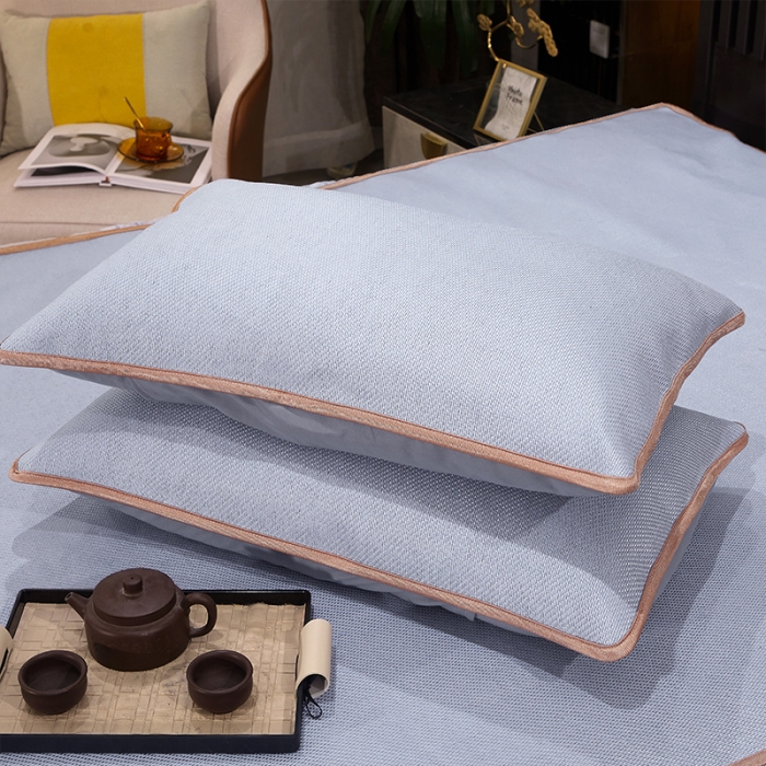 91家纺网 家纺一手货源 找家纺 罗艺轩 2024新款可拆卸床裙款冰藤席 富贵旺族-蓝