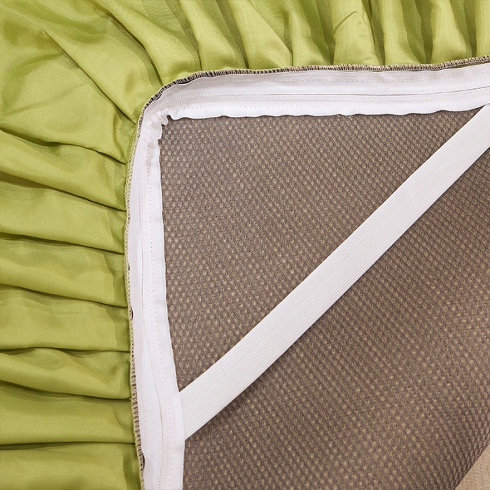 91家纺网 家纺一手货源 找家纺 罗艺轩 2024新款可拆卸床裙款冰藤席 富贵旺族-草绿