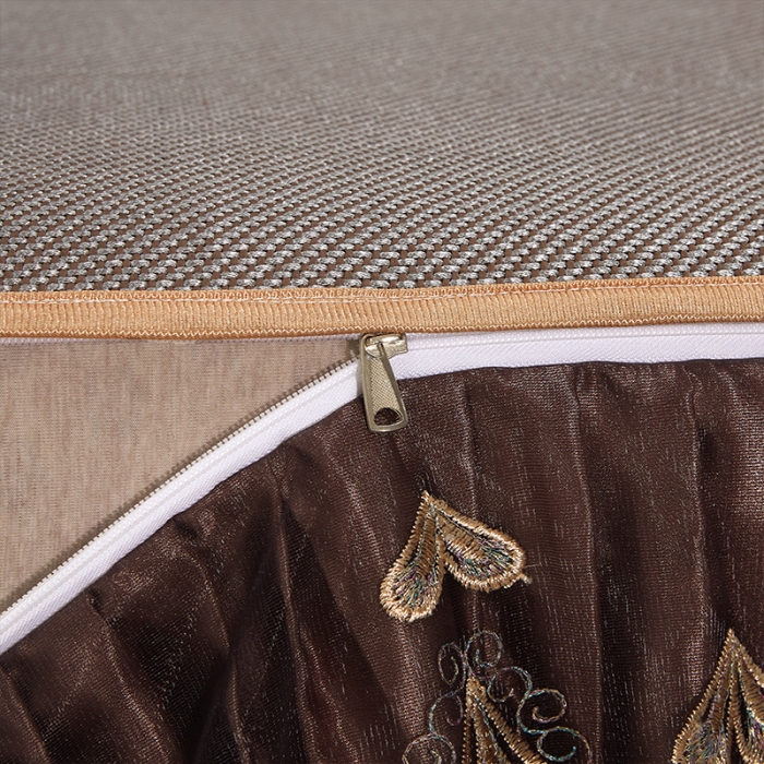 91家纺网 家纺一手货源 找家纺 罗艺轩 2024新款可拆卸床裙款冰藤席 富贵旺族-奶咖