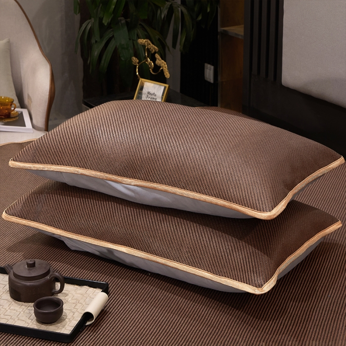 91家纺网 家纺一手货源 找家纺 罗艺轩 2024新款可拆卸床裙款冰藤席 富贵旺族-深咖