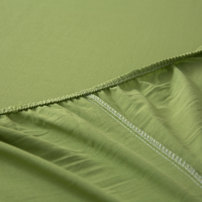 91家纺网 家纺一手货源 找家纺 芬晴 2023新款纯棉水洗棉单层床笠 豆绿