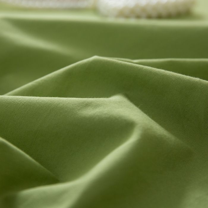 91家纺网 家纺一手货源 找家纺 芬晴 2023新款纯棉水洗棉单层床笠 豆绿