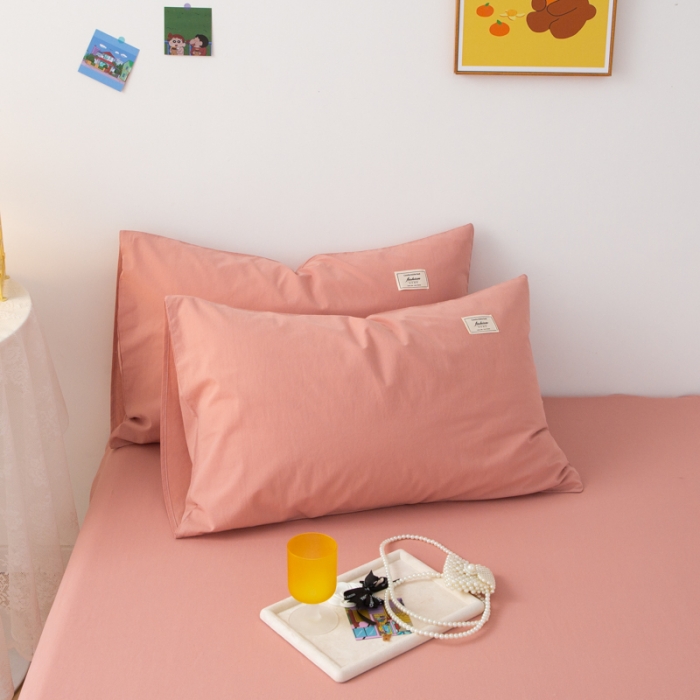 91家纺网 家纺一手货源 找家纺 芬晴 2023新款纯棉水洗棉单层床笠 豆沙