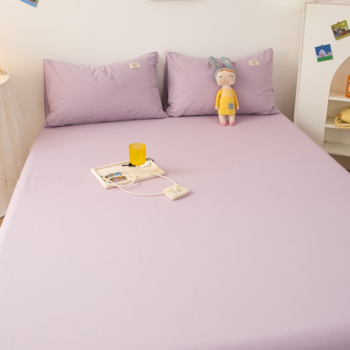 91家纺网 家纺一手货源 找家纺 芬晴 2023新款纯棉水洗棉单层床笠 梦幻紫