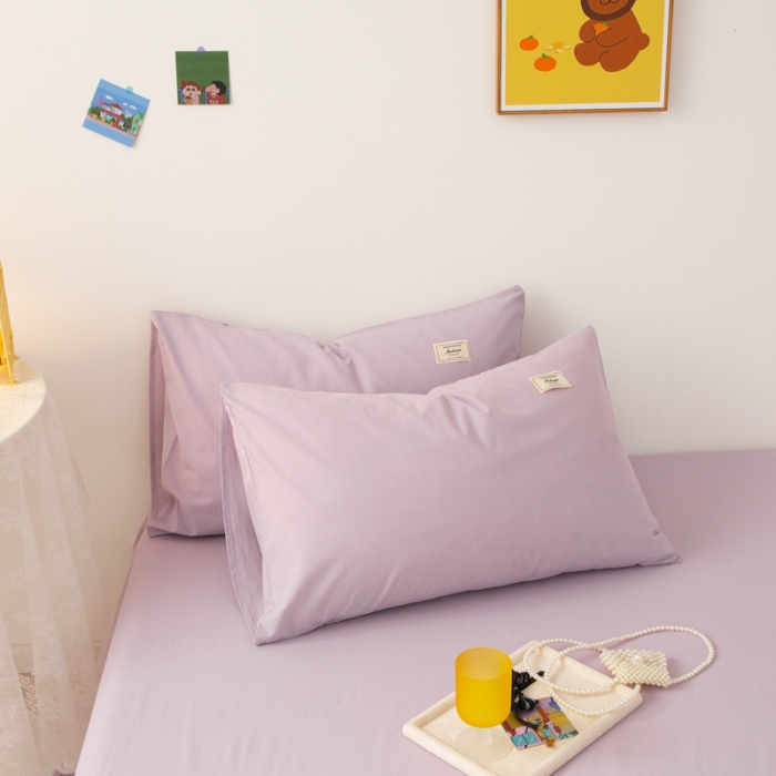 91家纺网 家纺一手货源 找家纺 芬晴 2023新款纯棉水洗棉单层床笠 梦幻紫