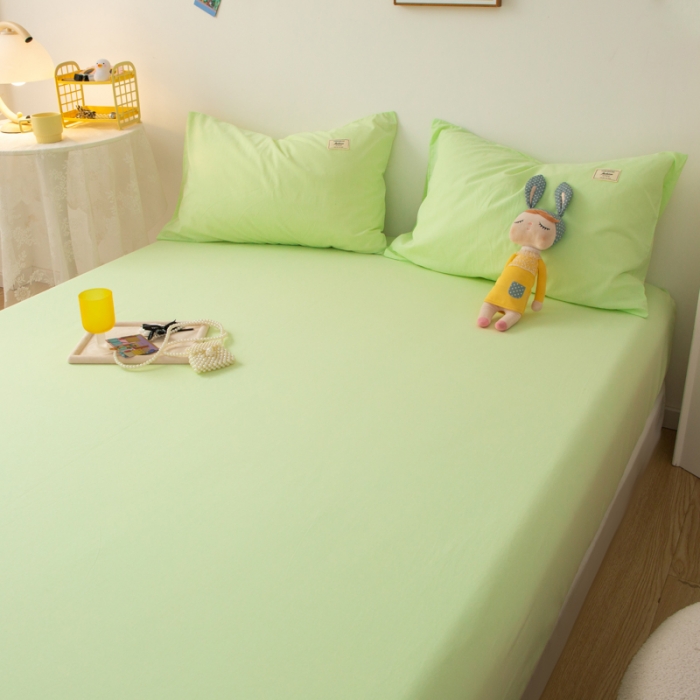 91家纺网 家纺一手货源 找家纺 芬晴 2023新款纯棉水洗棉单层床笠 薄荷绿