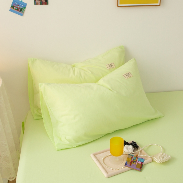 91家纺网 家纺一手货源 找家纺 芬晴 2023新款纯棉水洗棉单层床笠 薄荷绿