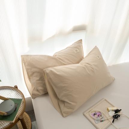 91家纺网 家纺一手货源 找家纺 芬晴 2023新款纯棉水洗棉枕套 奶茶