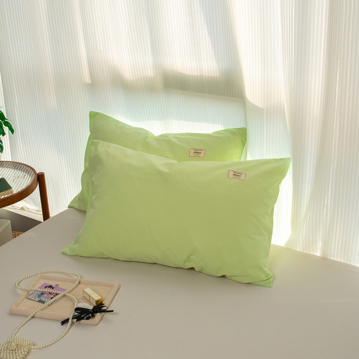 91家纺网 家纺一手货源 找家纺 芬晴 2023新款纯棉水洗棉枕套 薄荷绿