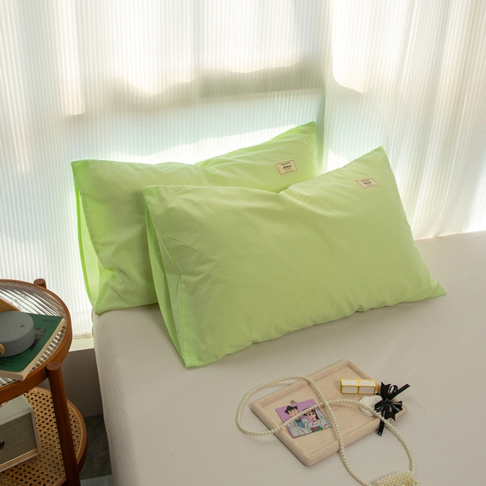 91家纺网 家纺一手货源 找家纺 芬晴 2023新款纯棉水洗棉枕套 薄荷绿