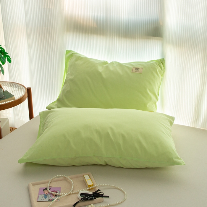 91家纺网 家纺一手货源 找家纺 芬晴 2023新款纯棉水洗棉枕套 薄荷绿
